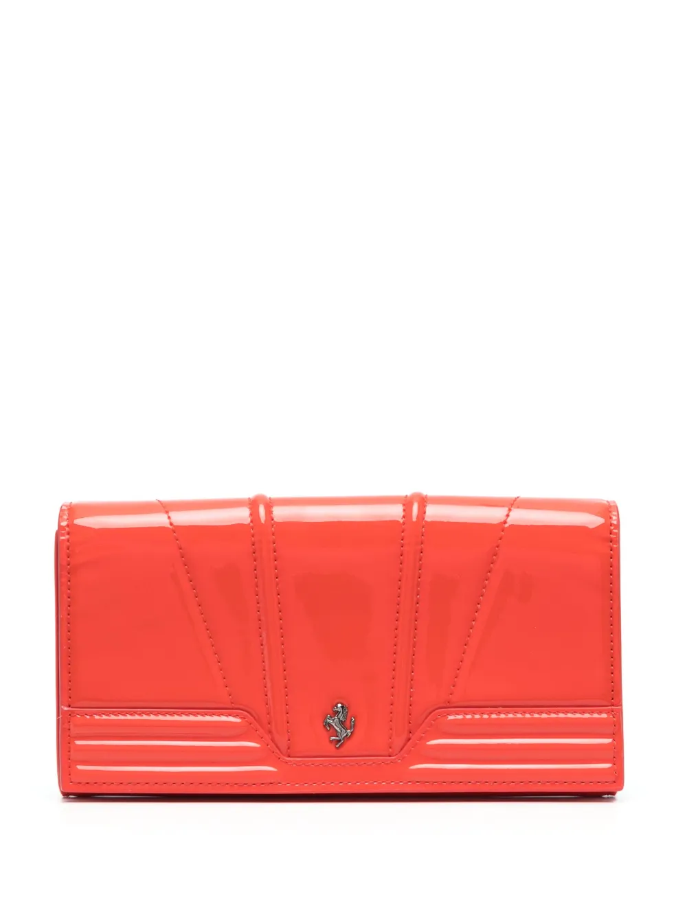 Ferrari Logo-plaque Patent-leather Wallet In Rot