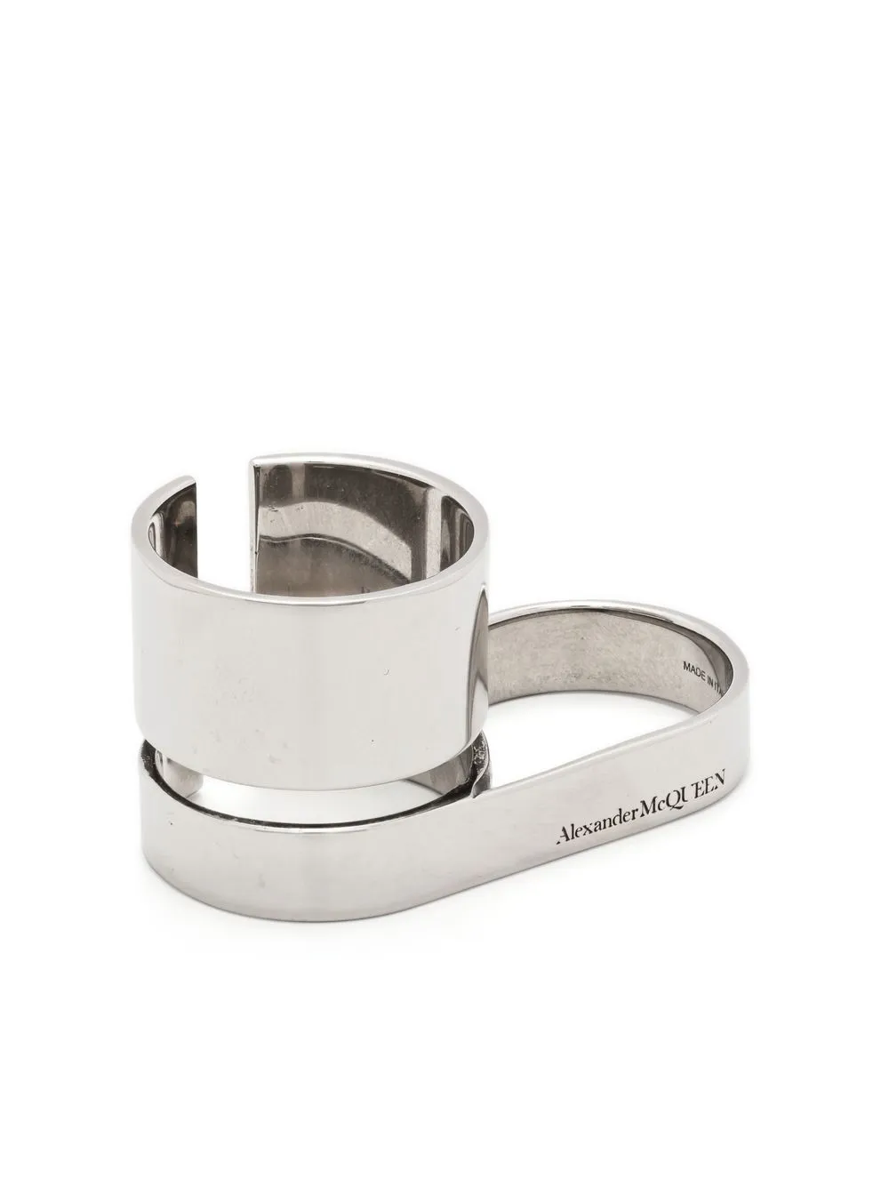 

Alexander McQueen logo-engraved double ring - Silver