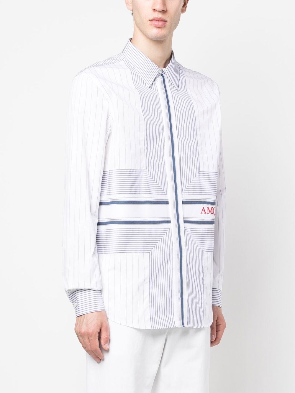 Alexander McQueen pinstriped logo-print shirt Men