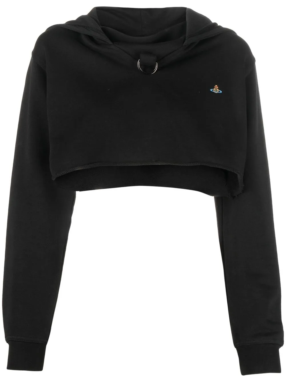 

Vivienne Westwood embroidered-Orb cropped hoodie - Black