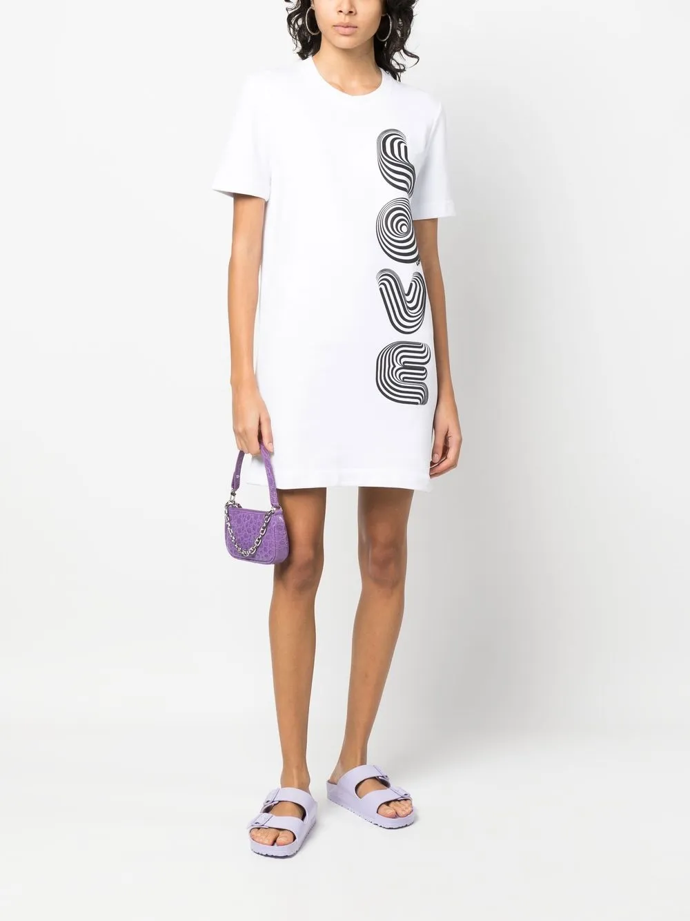 Love Moschino T-shirtjurk met tekst - Wit