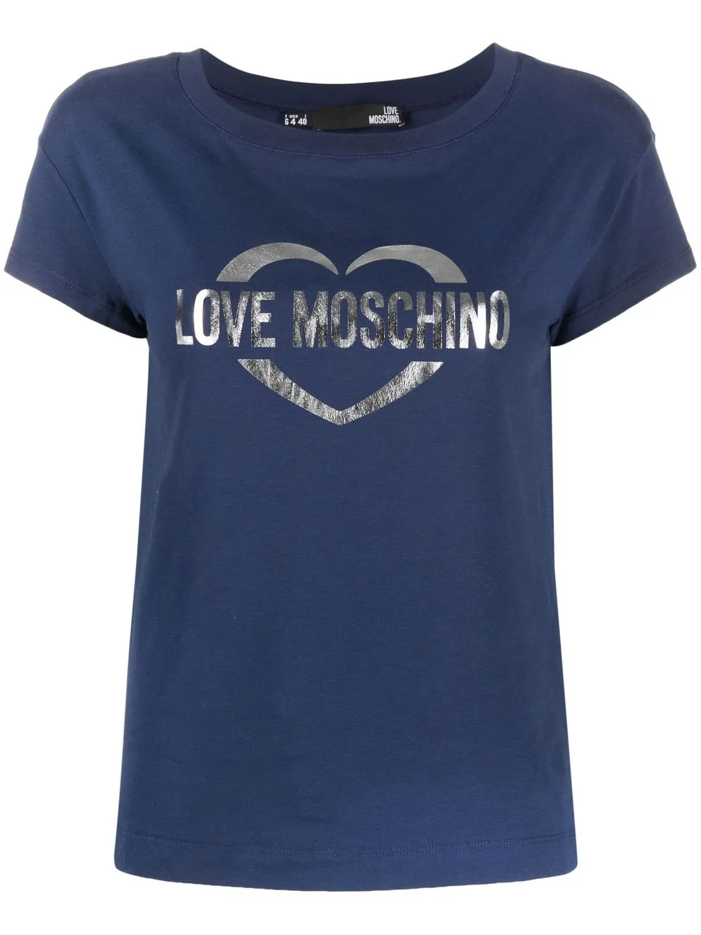 

Love Moschino foil logo-print cotton T-shirt - Blue