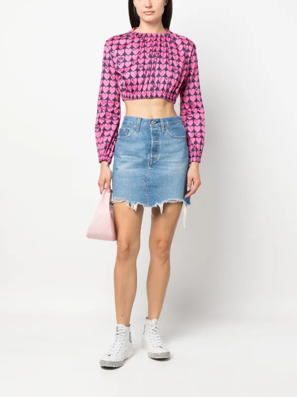 ミニスカート Moschino Heart Buttons Crepe Miniskirt Pink Heart Buttons Miniskirt by Moschino on Sale