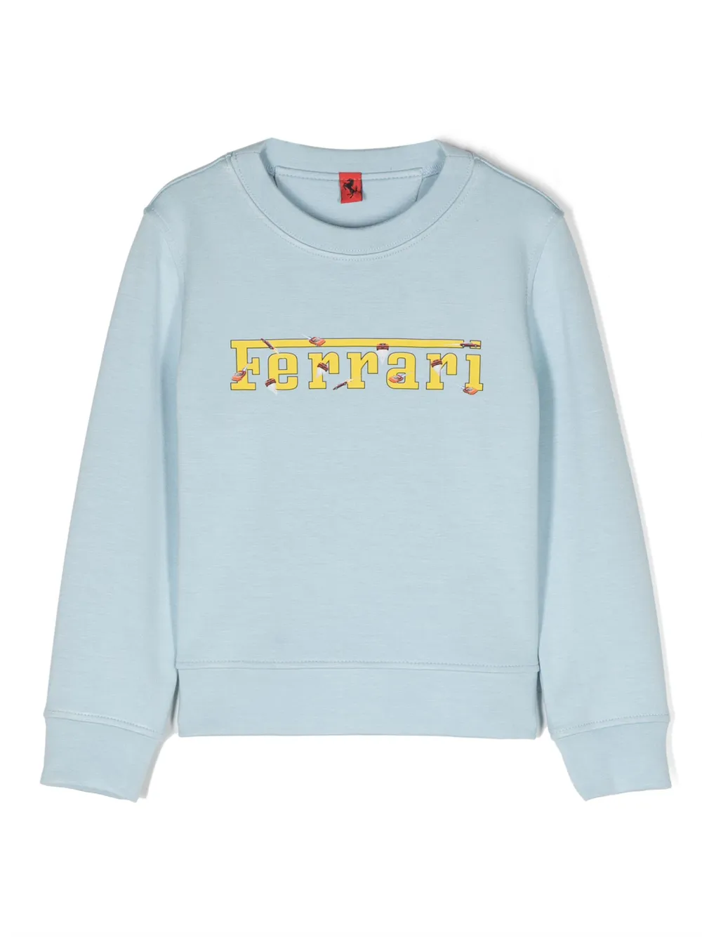 Ferrari Logo-print Crew-neck Sweatshirt In Blau