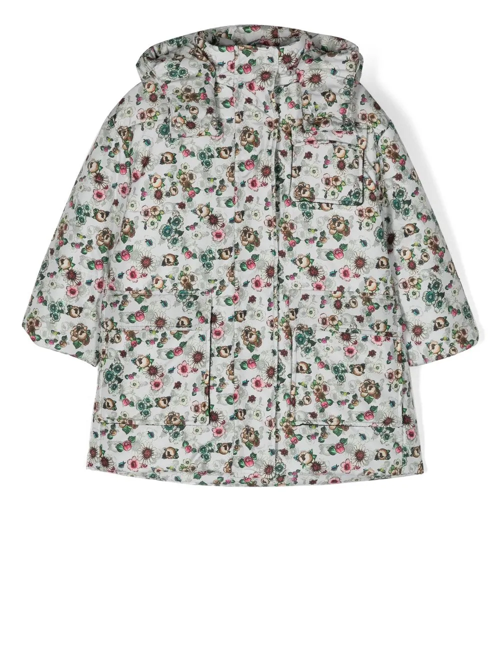 

Douuod Kids floral-print hooded coat - Grey