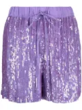 P.A.R.O.S.H. sequin-embellished drawstring shorts - Purple