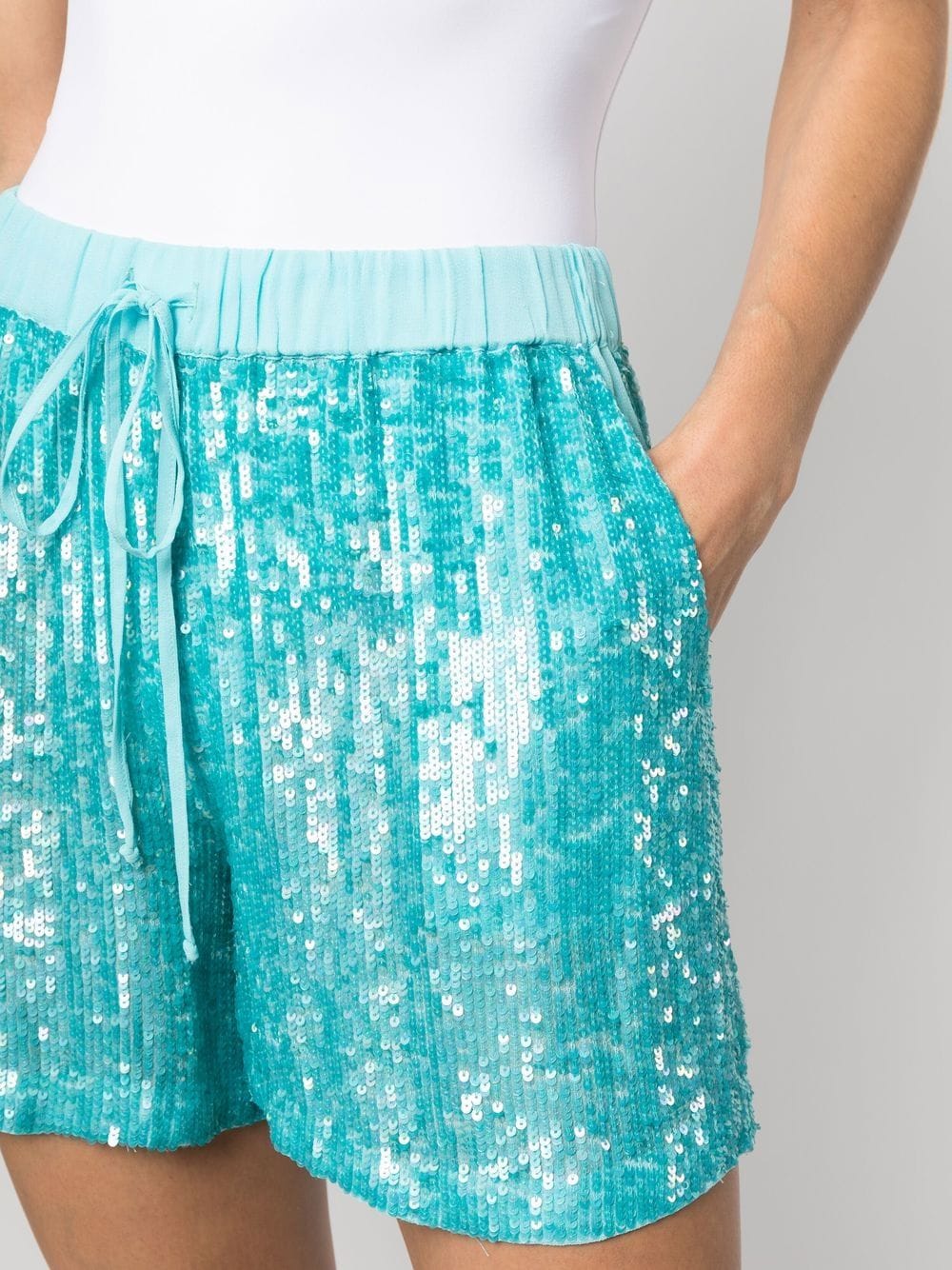Shop P.a.r.o.s.h Sequin-embellished Shorts In Blue