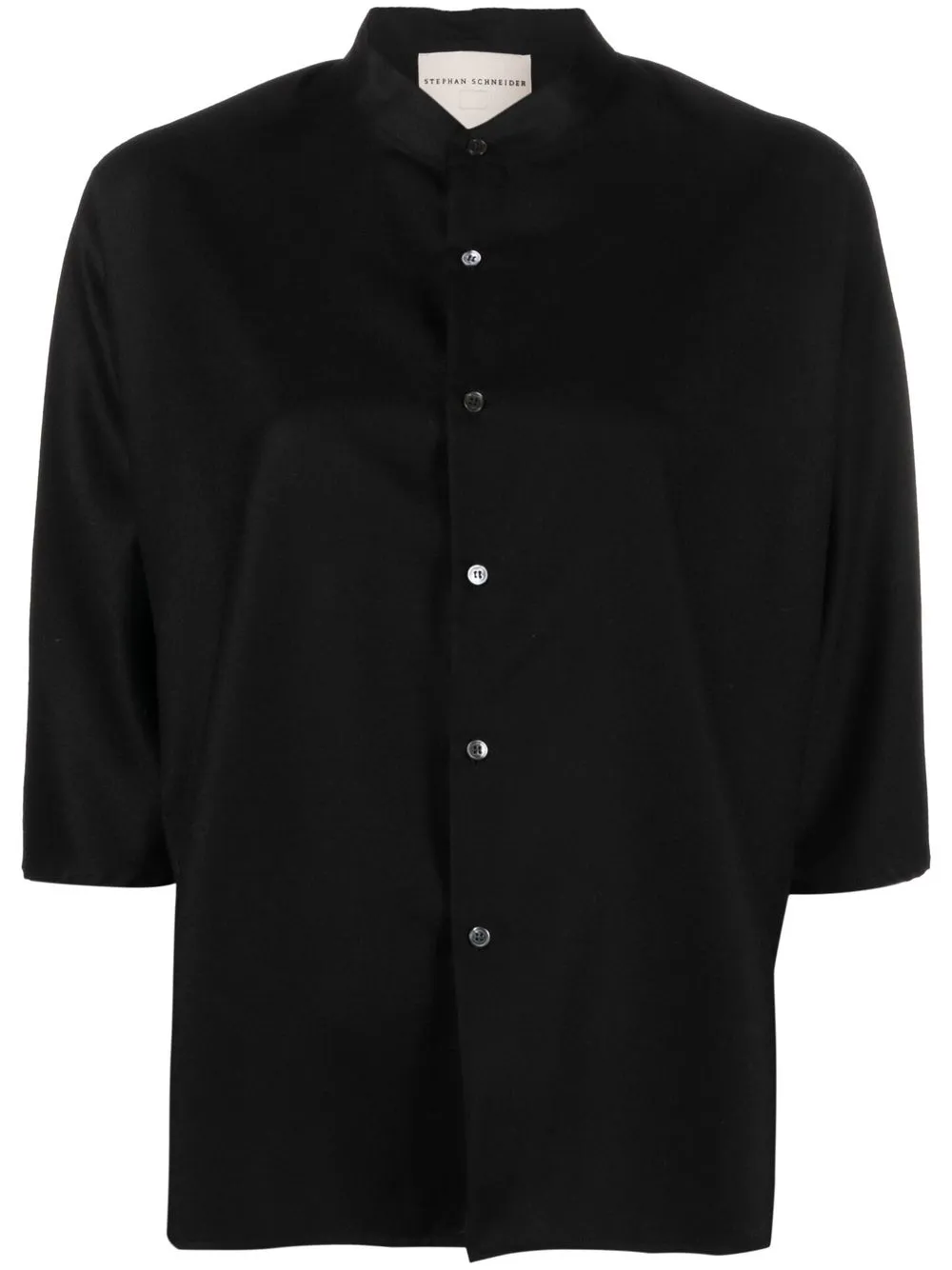 

Stephan Schneider band-collar short-sleeve shirt - Black