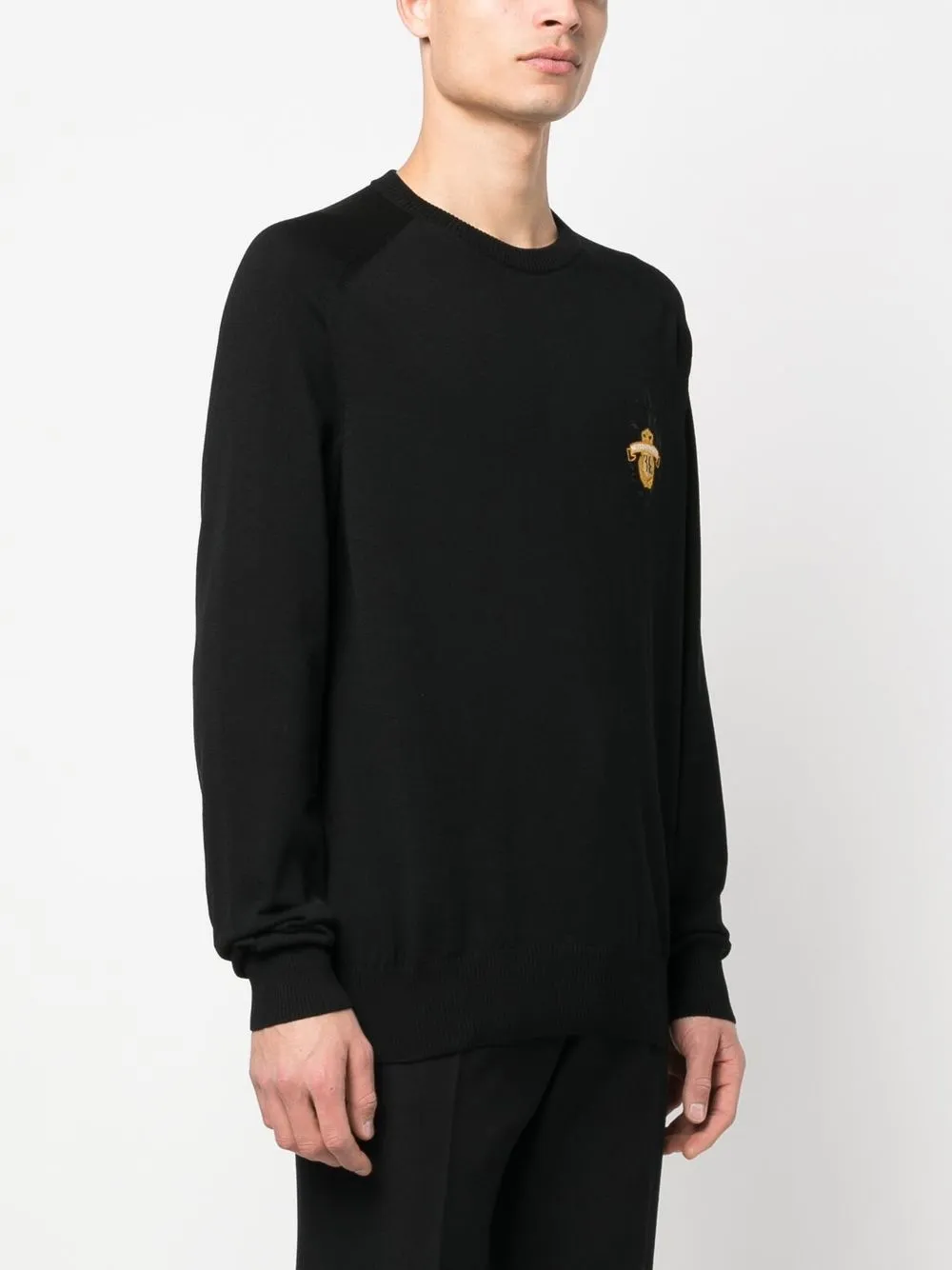 Shop Billionaire Embroidered-logo Crew-neck Jumper In Schwarz