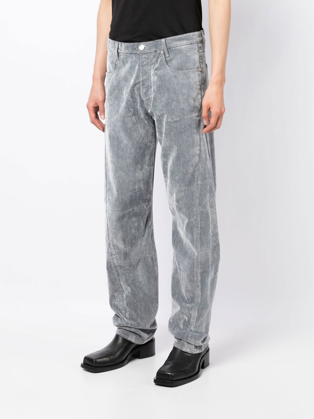 Shop Trussardi Bleached-effect Straight-leg Jeans In Grey