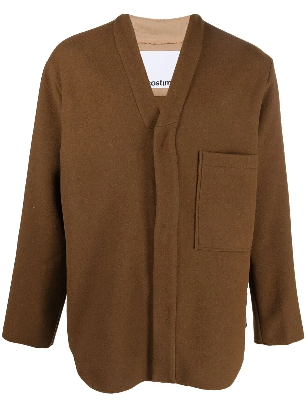 

Costumein V-neck wool-blend shirt jacket - Brown