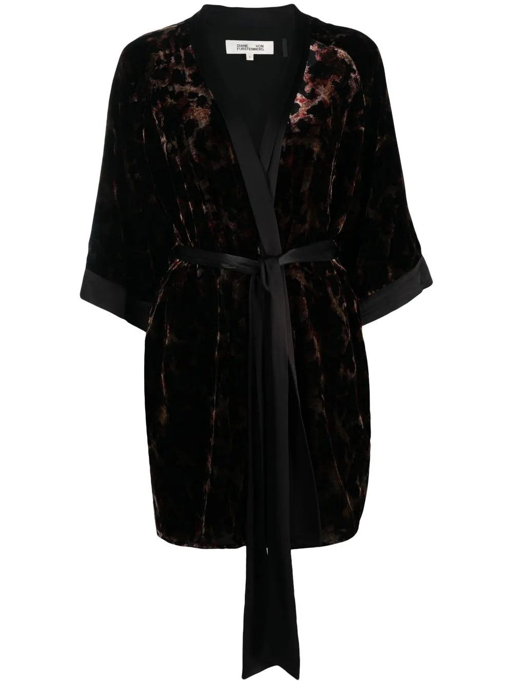 

DVF Diane von Furstenberg tie-waist belted velvet jacket - Black