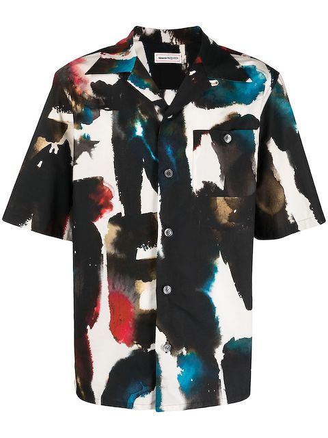 Alexander McQueen graffiti-print short-sleeved shirt