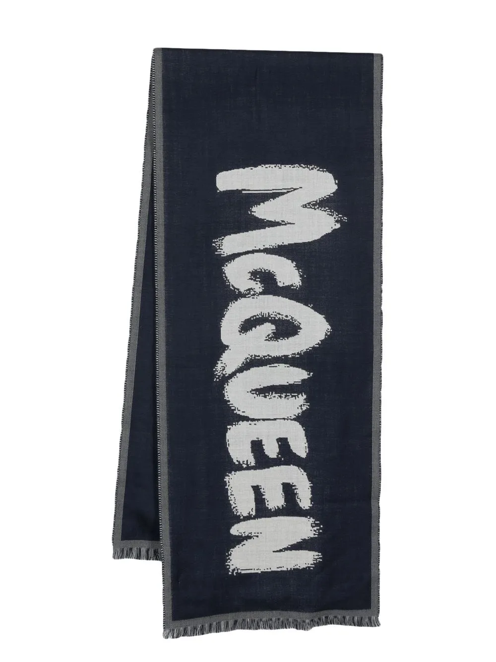 

Alexander McQueen logo-embellished wool scarf - Blue