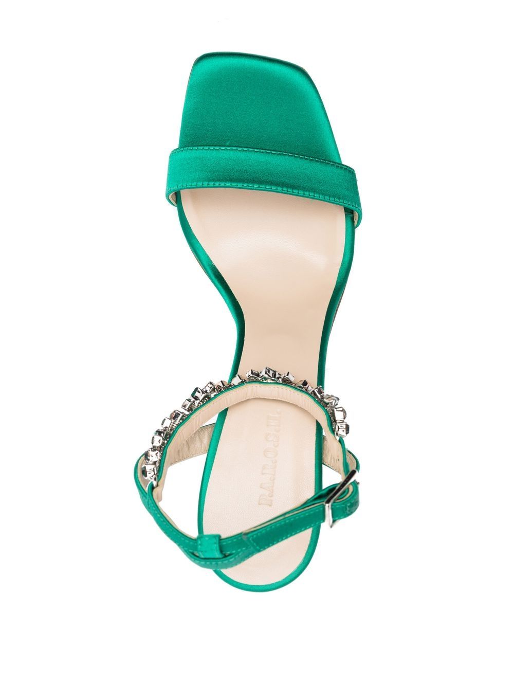 Shop P.a.r.o.s.h 110mm Crystal Ankle-strap Sandals In Green
