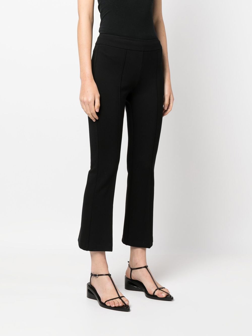 Shop Blanca Vita Mid-rise Cropped Trousers In Black
