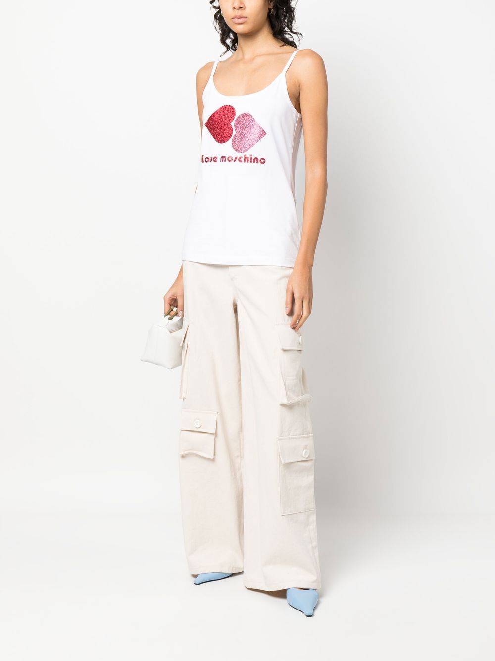 Love Moschino Top met logoprint - Wit