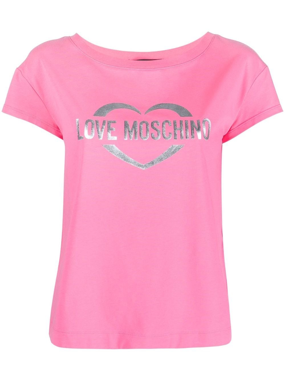 Love moschino silver discount foil logo print t-shirt