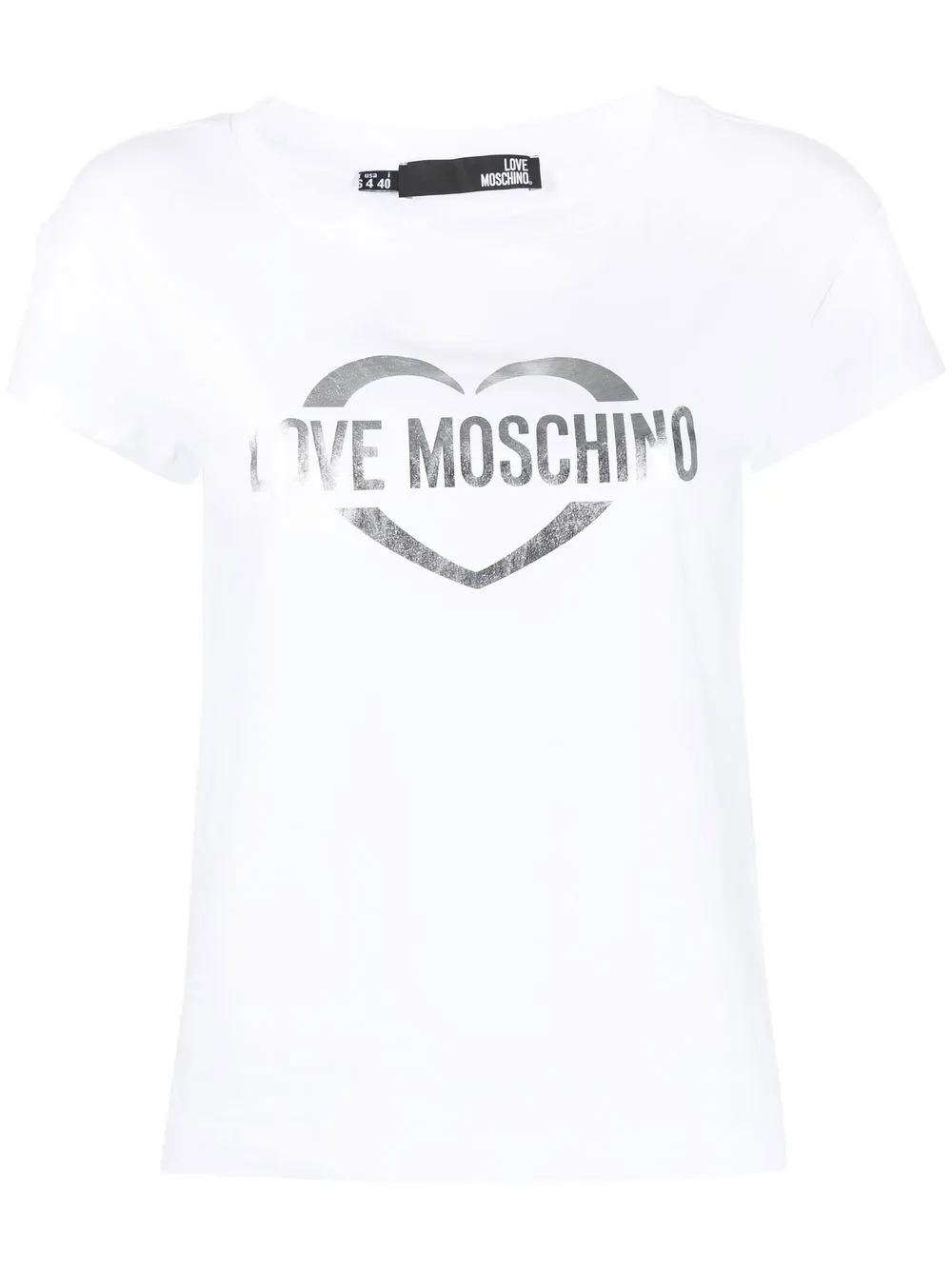 

Love Moschino foil logo-print cotton T-shirt - White