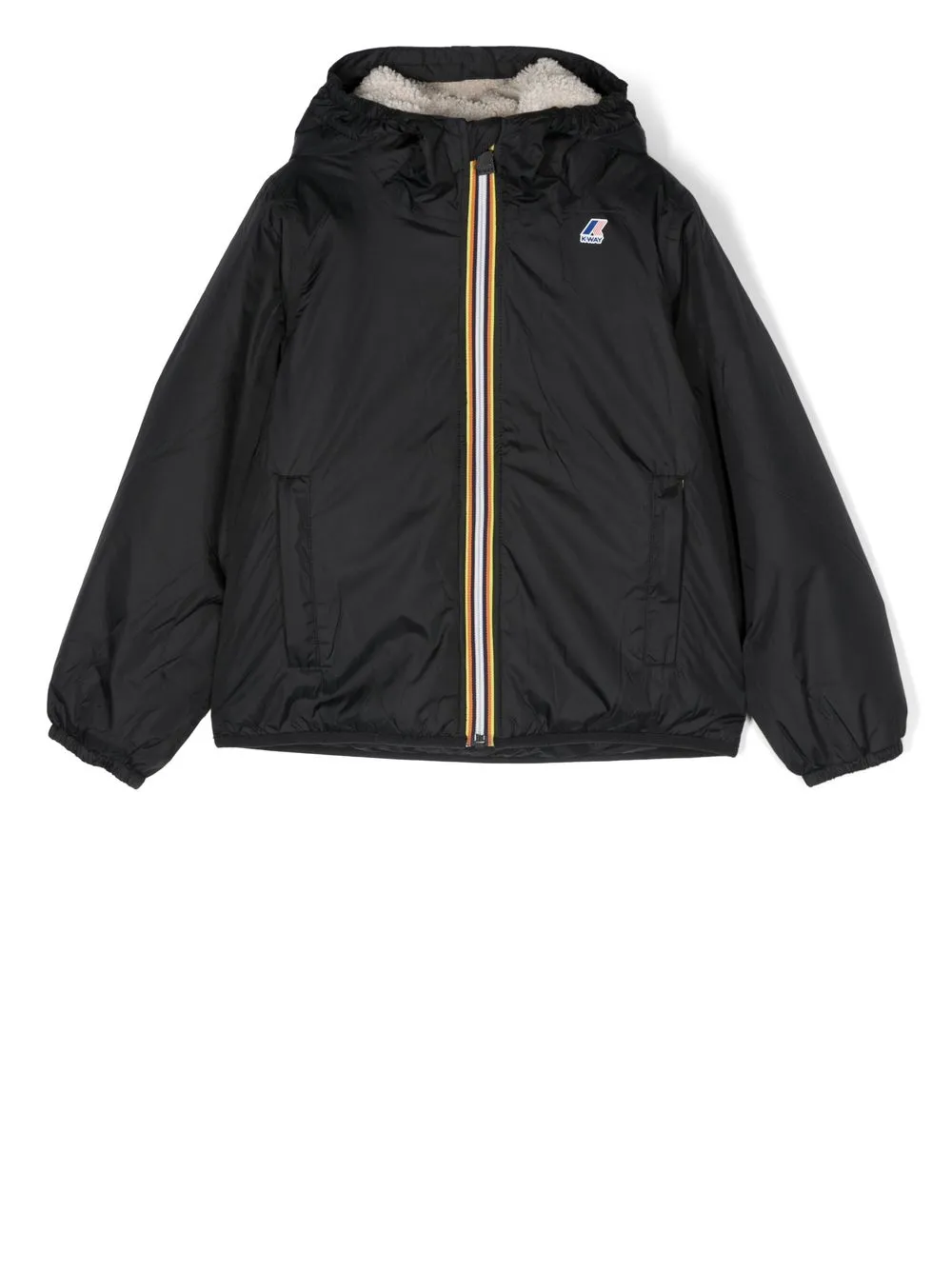 

K-Way logo-patch hooded jacket - Black