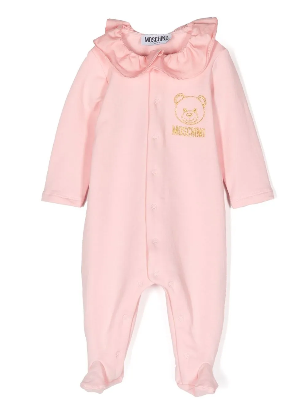 

Moschino Kids embroidered-logo ruffle-trim pyjamas - Pink