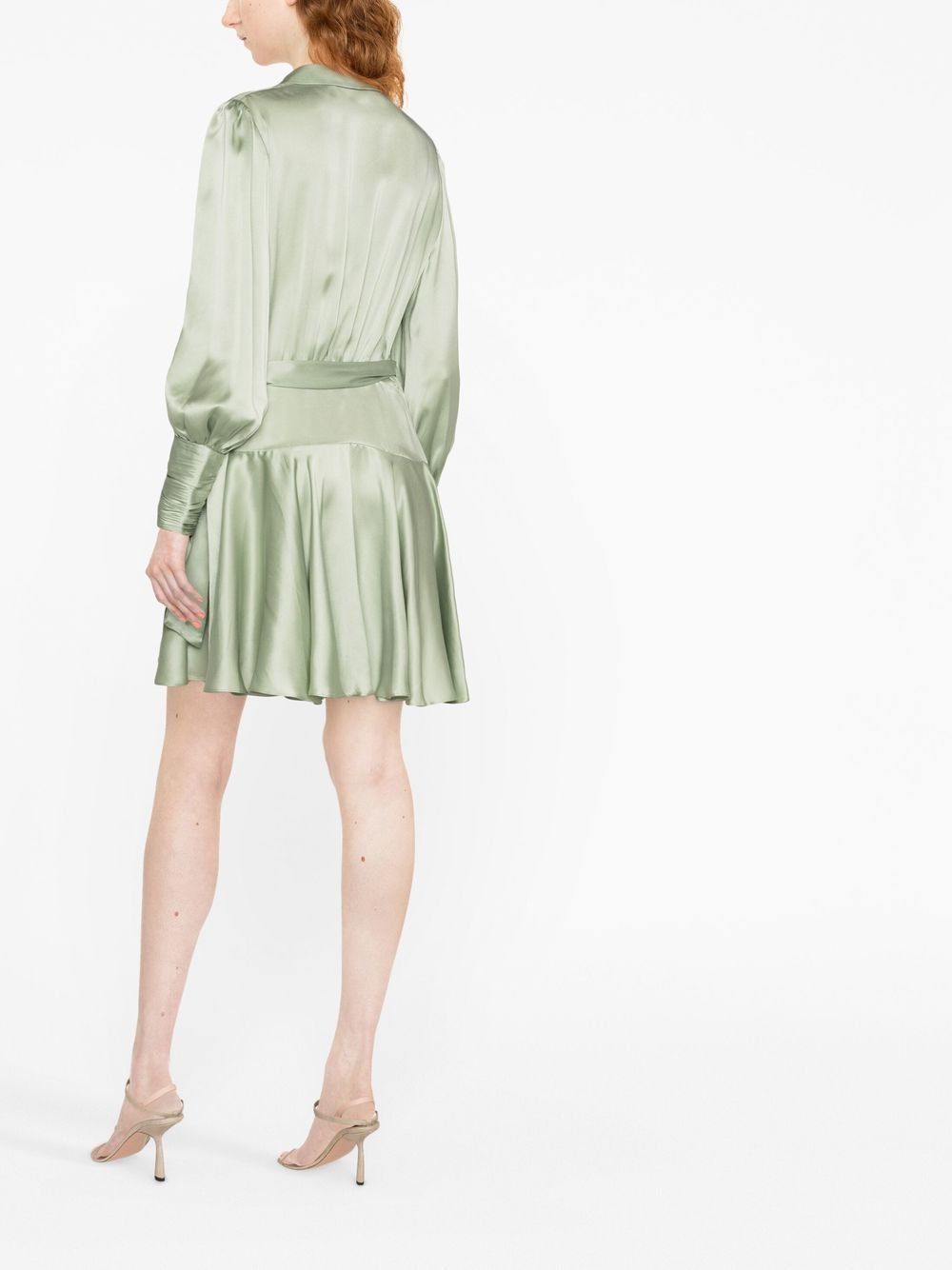 Shop Zimmermann Silk Wrap Mini Dress In Green