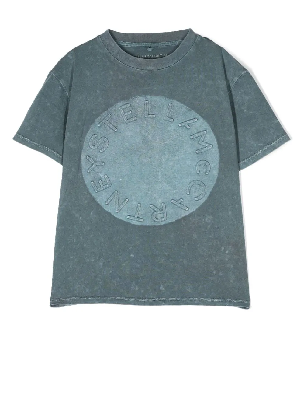 

Stella McCartney Kids logo-embossed acid-wash T-shirt - Blue