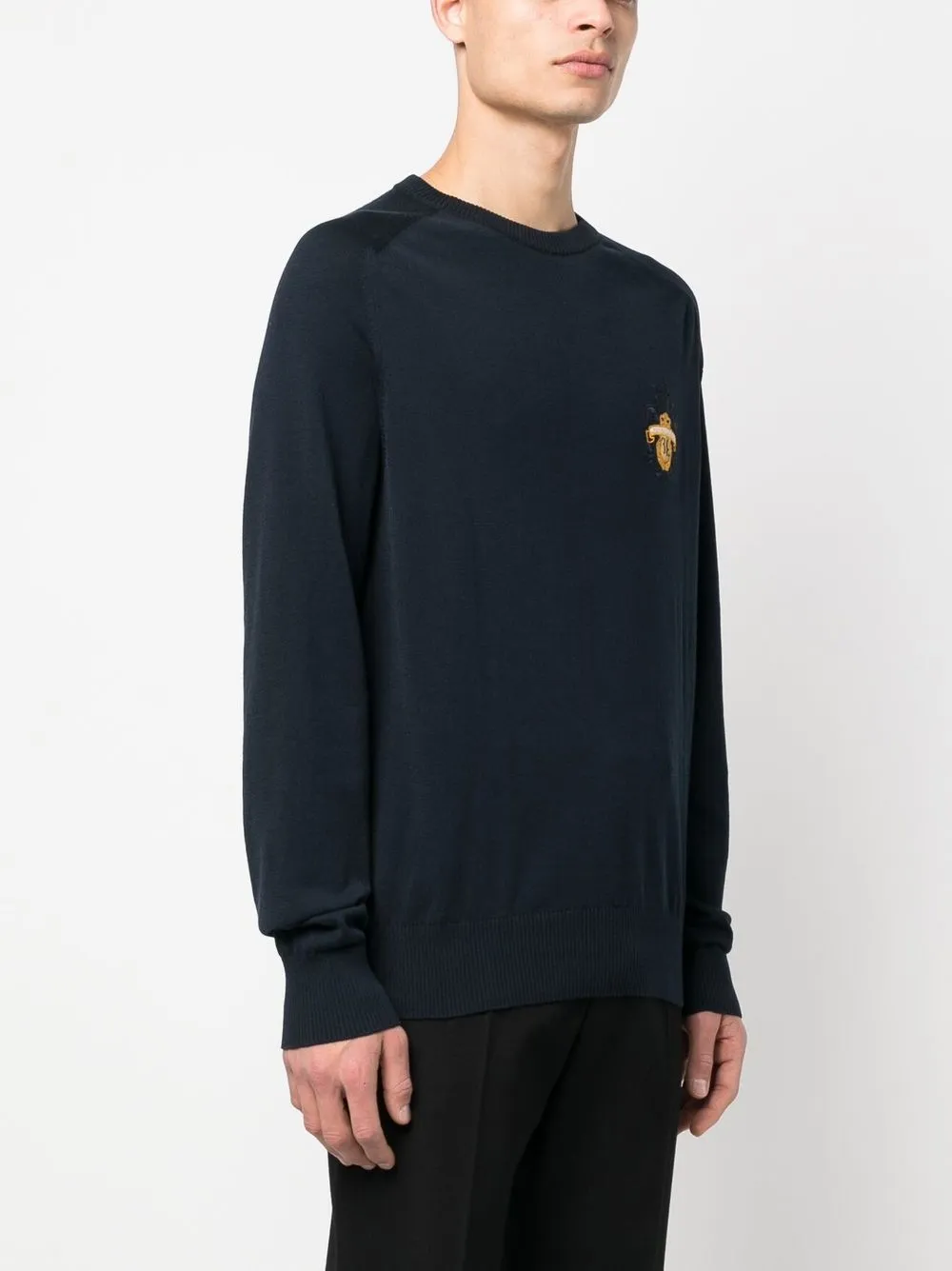 Shop Billionaire Round-neck Cotton Jumper In Blau