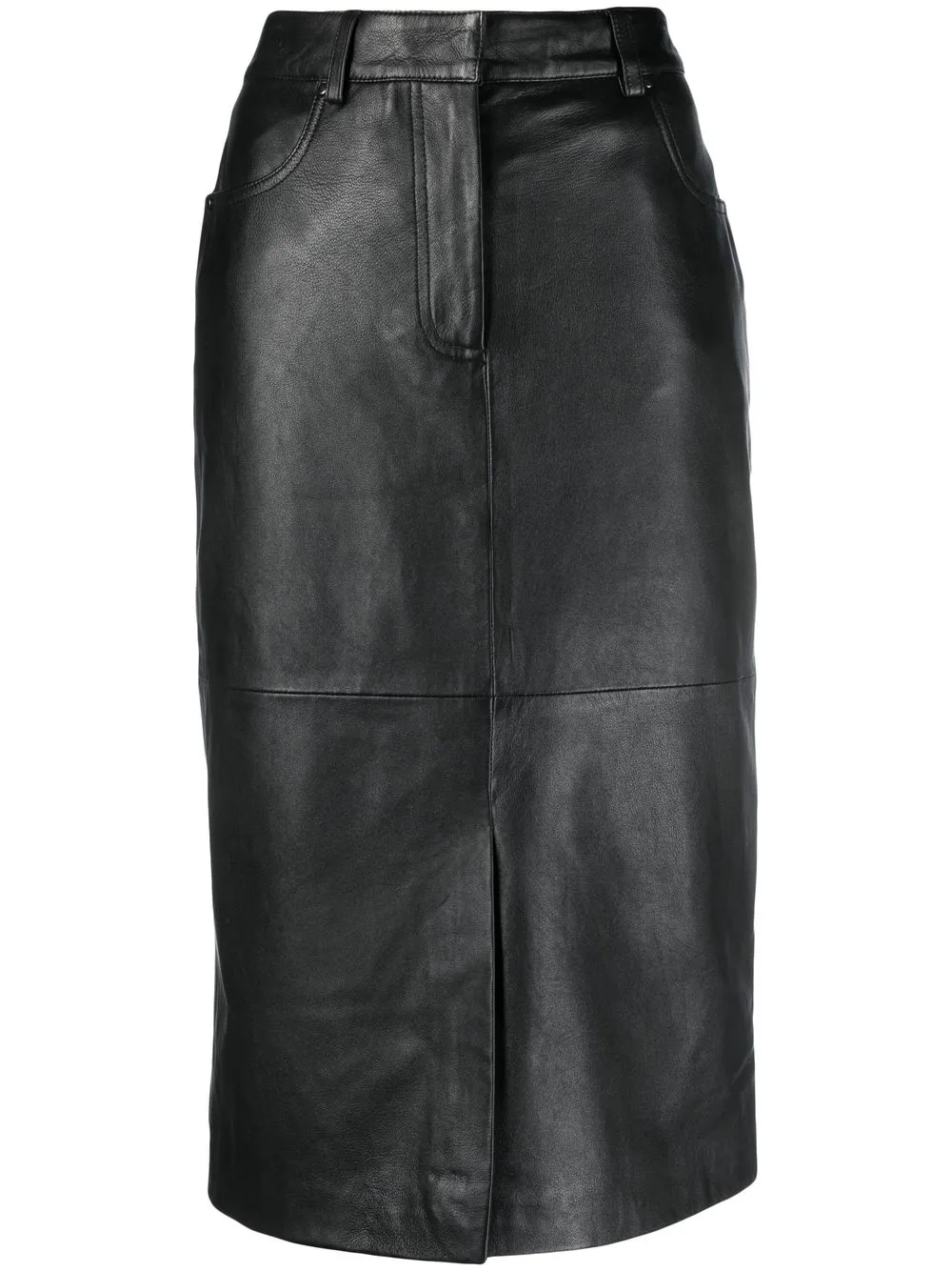 

Tela high-waist leather midi skirt - Black
