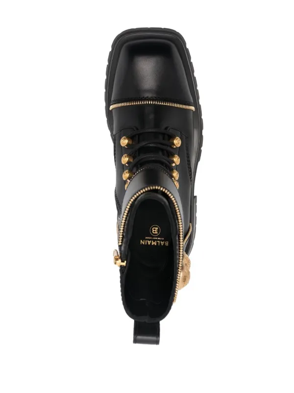 Balmain Studded square-toe Leather Boots | Black | FARFETCH