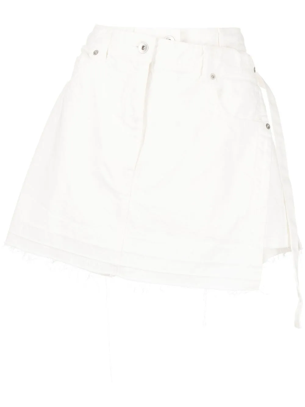 

sacai frayed-edge denim shorts - White