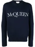 Alexander McQueen logo-embroidered jumper - Blue
