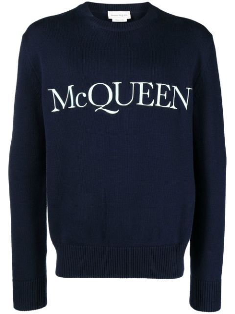 Alexander McQueen logo-embroidered jumper Men