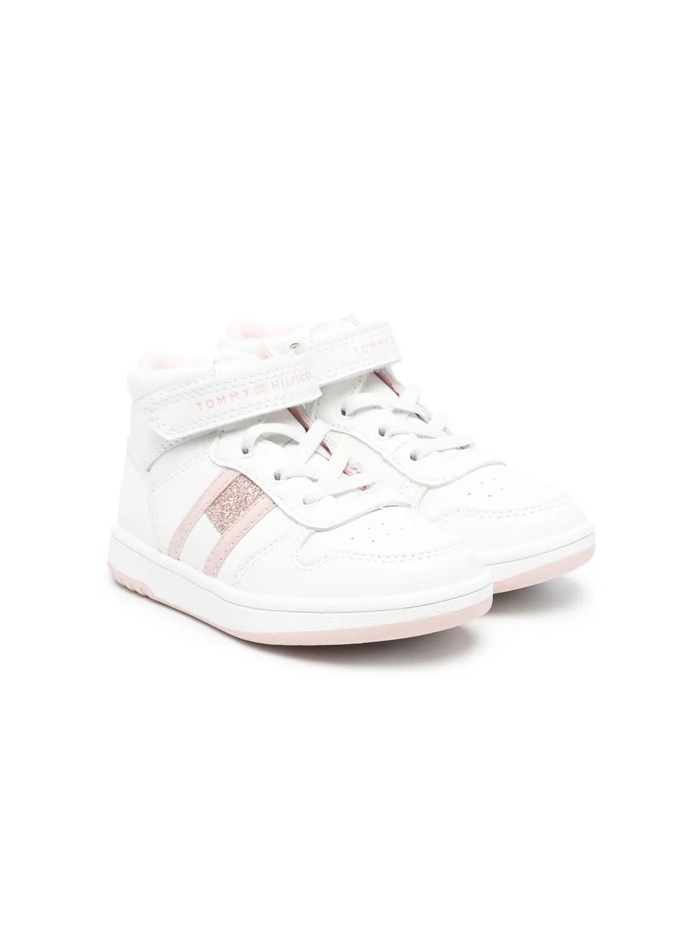 

Tommy Hilfiger Junior perforated touch-strap sneakers - White