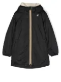 K Way Kids Eiffel logo-patch hooded coat - Black