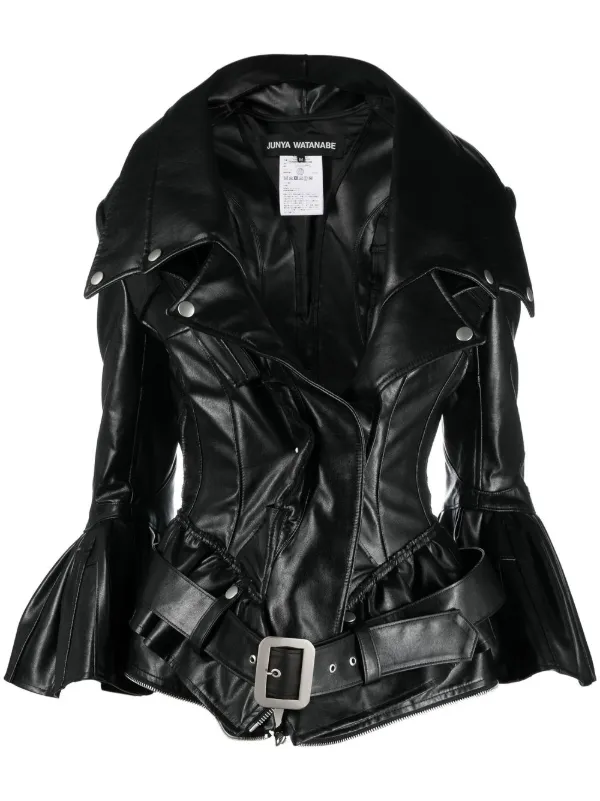 Junya Watanabe アニマルフリーレザーコート | ブラック | FARFETCH JP