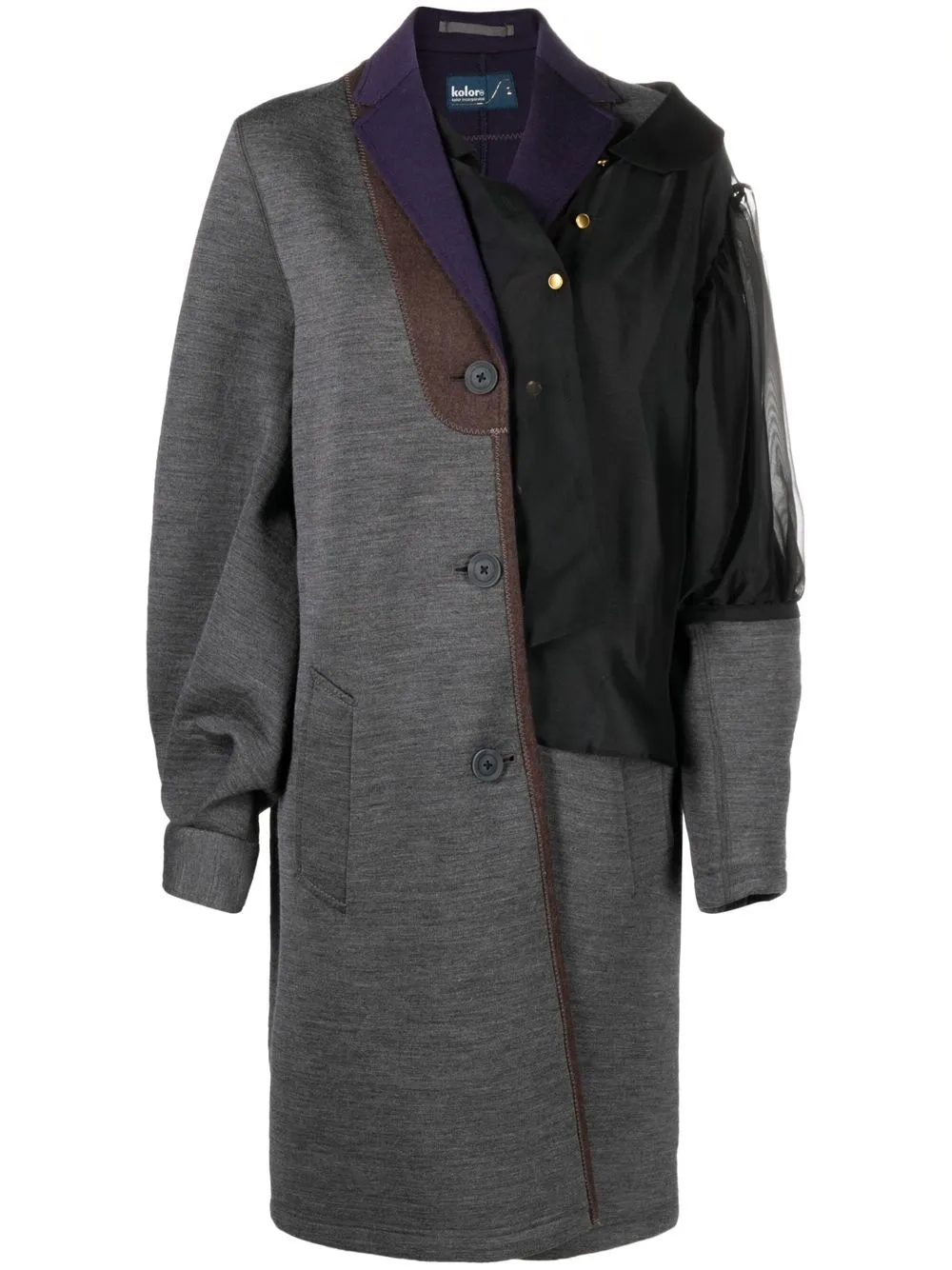 

Kolor asymmetric single-breasted coat - Grey