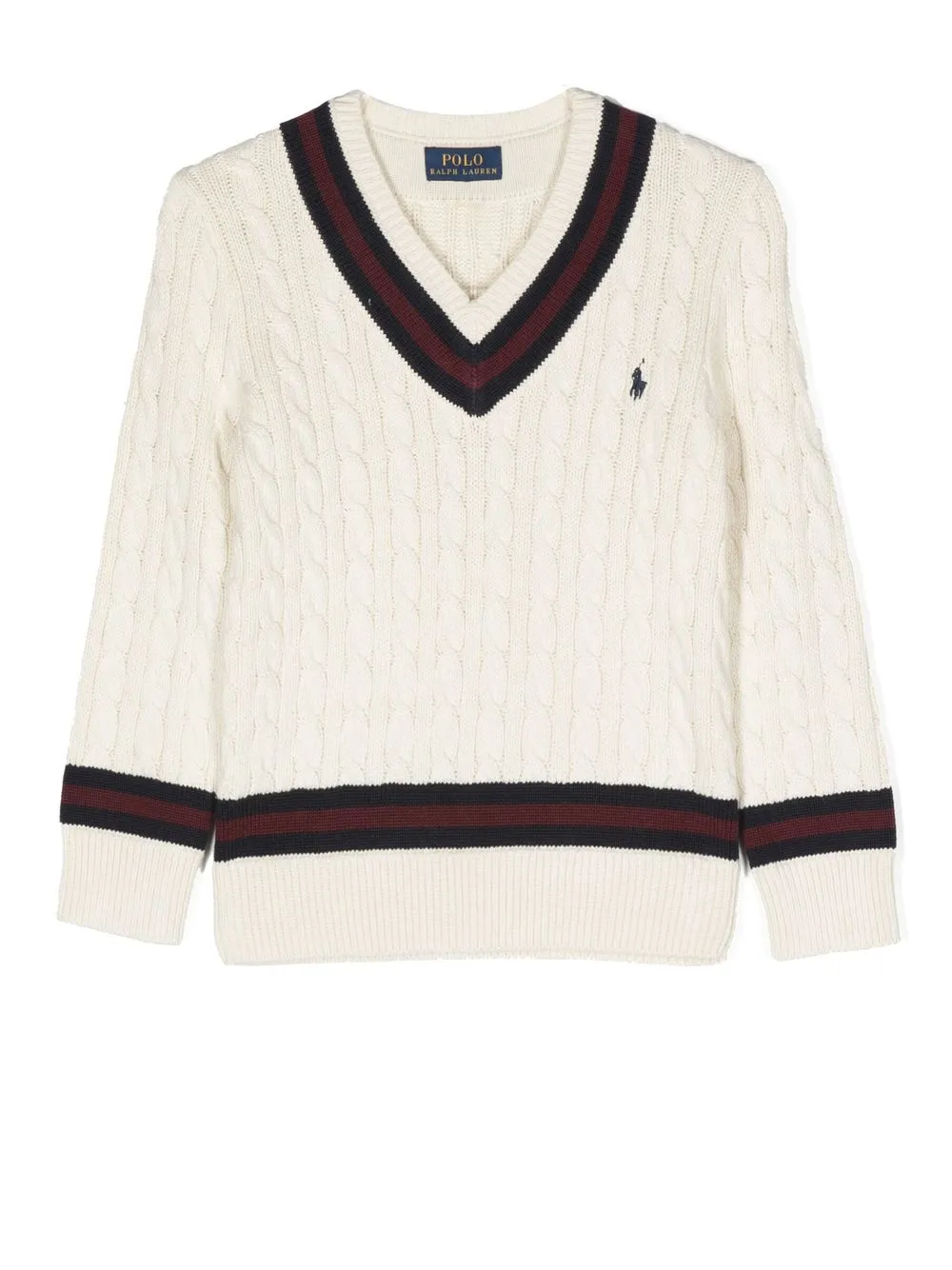 

Ralph Lauren Kids stripe-trim cotton jumper - Neutrals