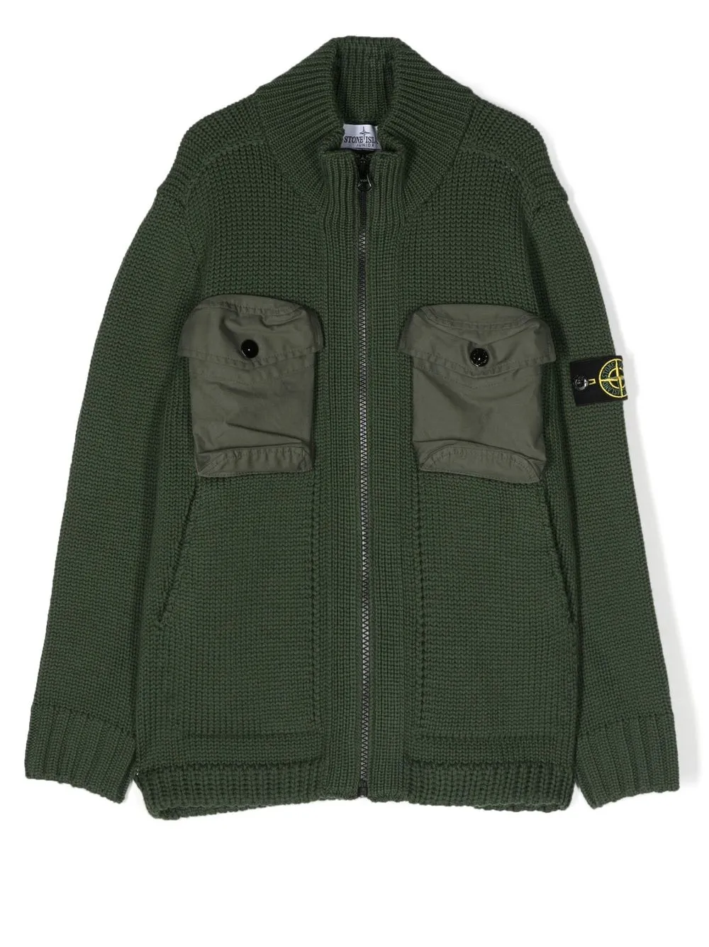 

Stone Island Junior cárdigan tejido con parche Compass - Verde