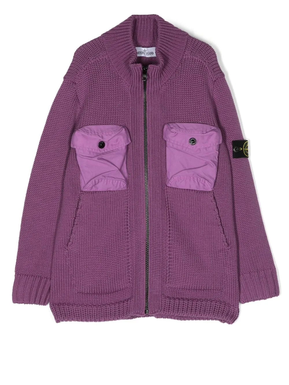 

Stone Island Junior cárdigan tejido con parche Compass - Morado