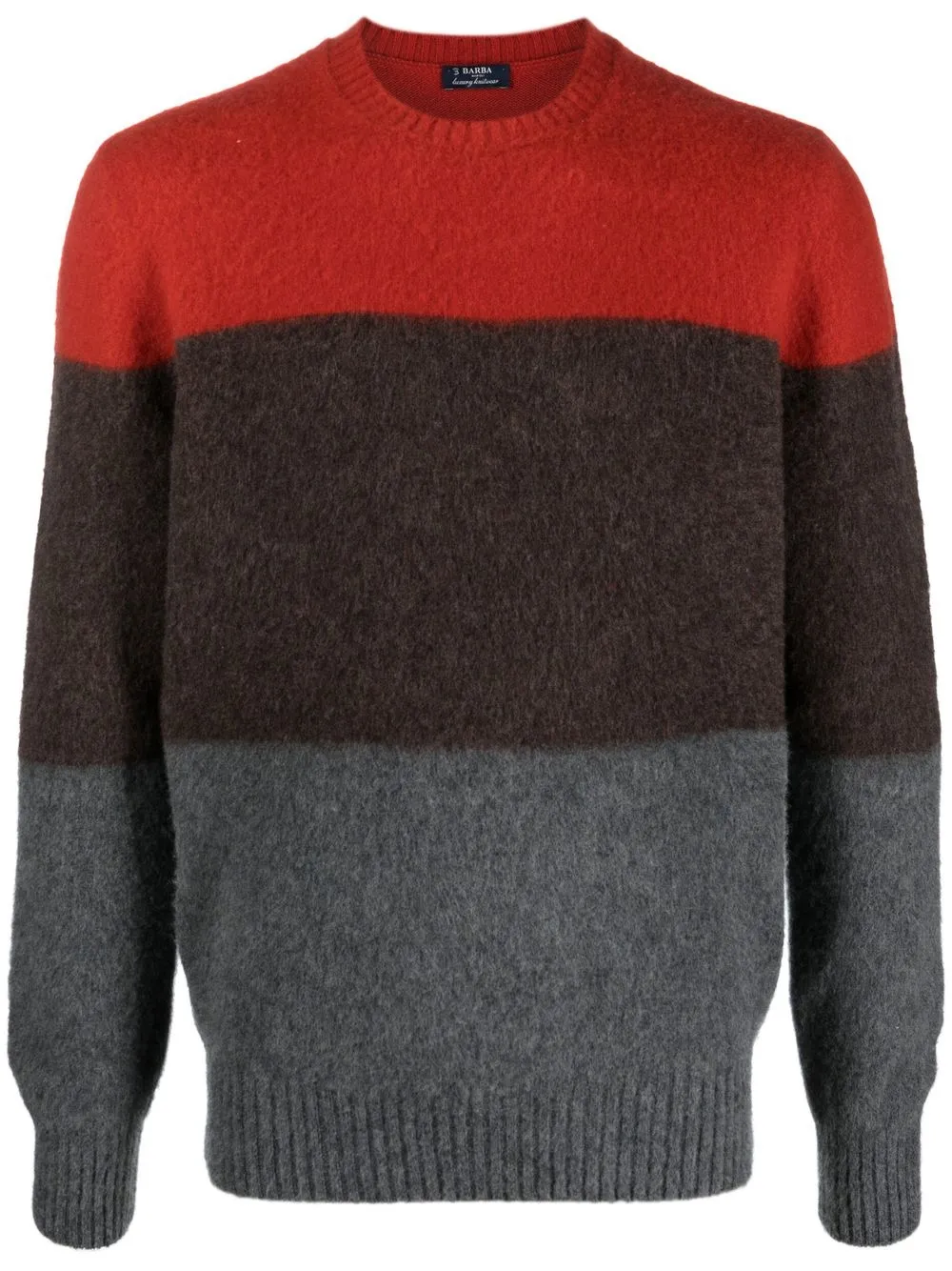 

Barba colour-block crew neck jumper - Grey