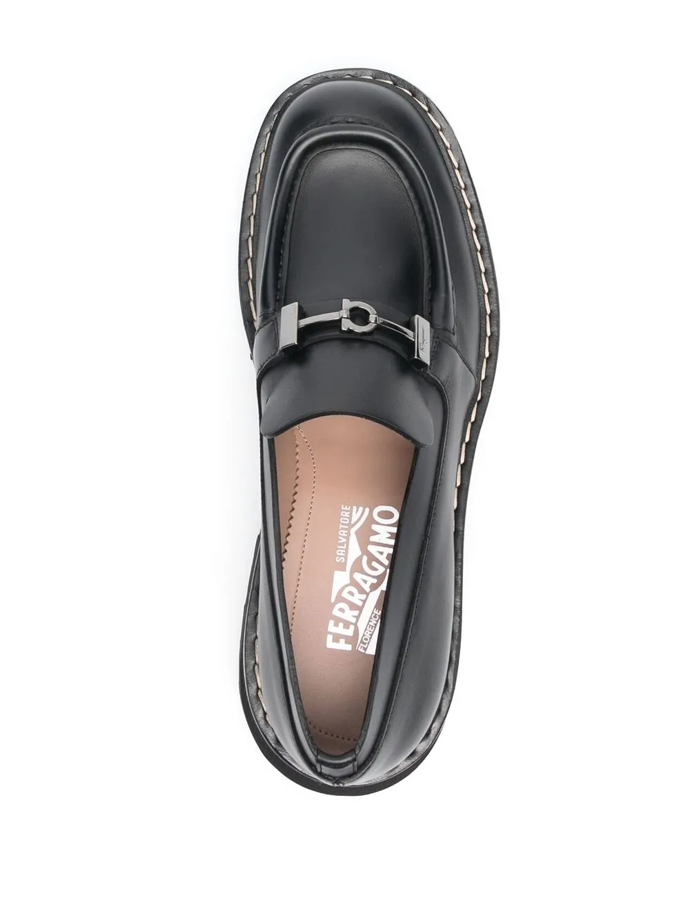 Ferragamo Gancini Chunky Leather Loafers In Schwarz