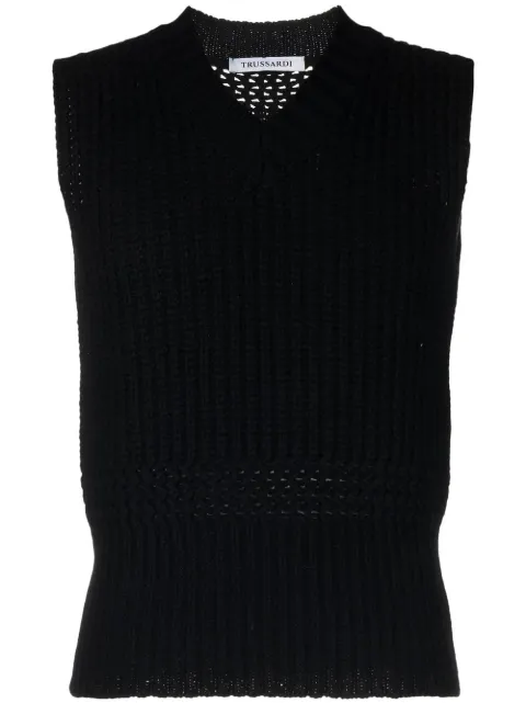 Trussardi sleeveless V-neck jumper