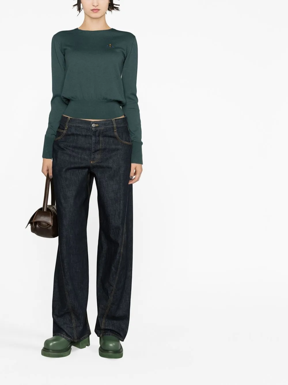 VIVIENNE WESTWOOD ORB-LOGO EMBROIDERY COTTON-CASHMERE JUMPER