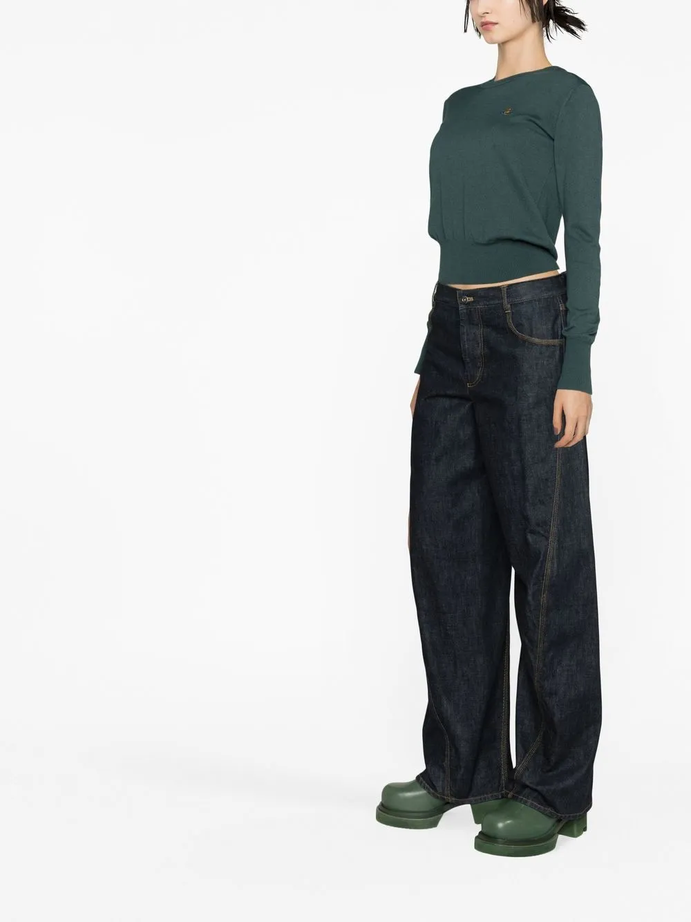 VIVIENNE WESTWOOD ORB-LOGO EMBROIDERY COTTON-CASHMERE JUMPER