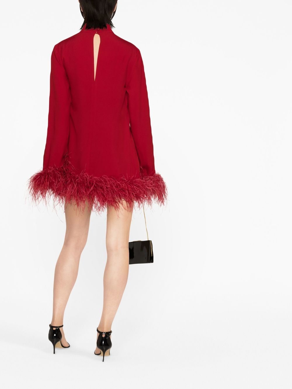 Shop Taller Marmo Feather-trim Mini Dress In Ruby