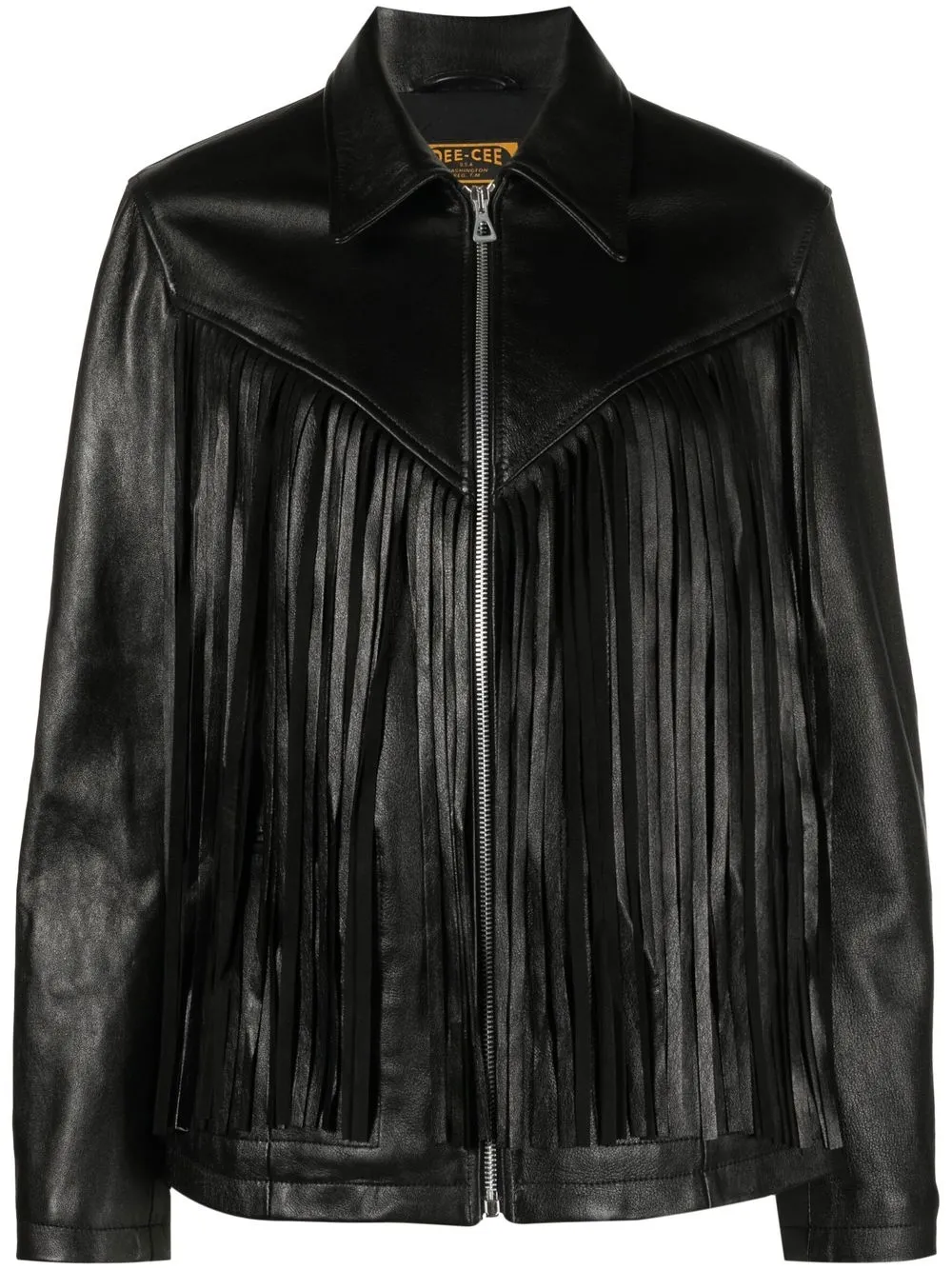 

Washington Dee Cee logo-print fringe-detail leather jacket - Black