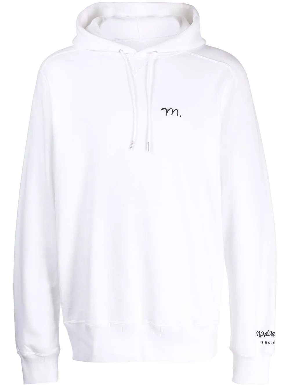 

sacai slogan-print cotton hoodie - White