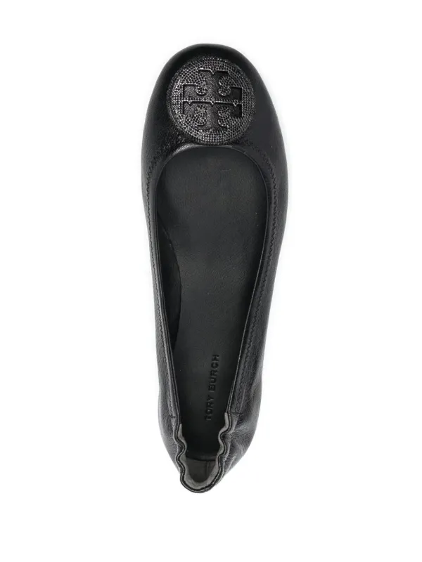 【美品】Tory Burch 8M 黒 フラットシューズ ロゴプレート付き Tory Burch ロゴプレート フラットシューズ | ブラック