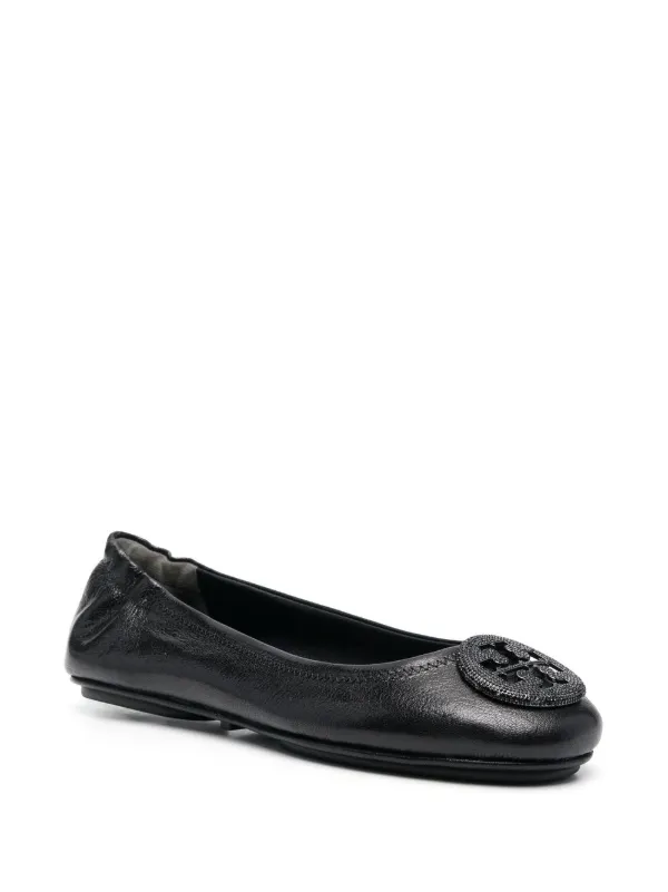 【美品】Tory Burch 8M 黒 フラットシューズ ロゴプレート付き Tory Burch - トリーバーチ バレエシューズ フラット ロゴ